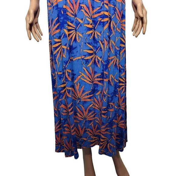 Soft Surroundings Women's Blue Maxi Length Tropical Print Dress Size M - Picture 3 of 10